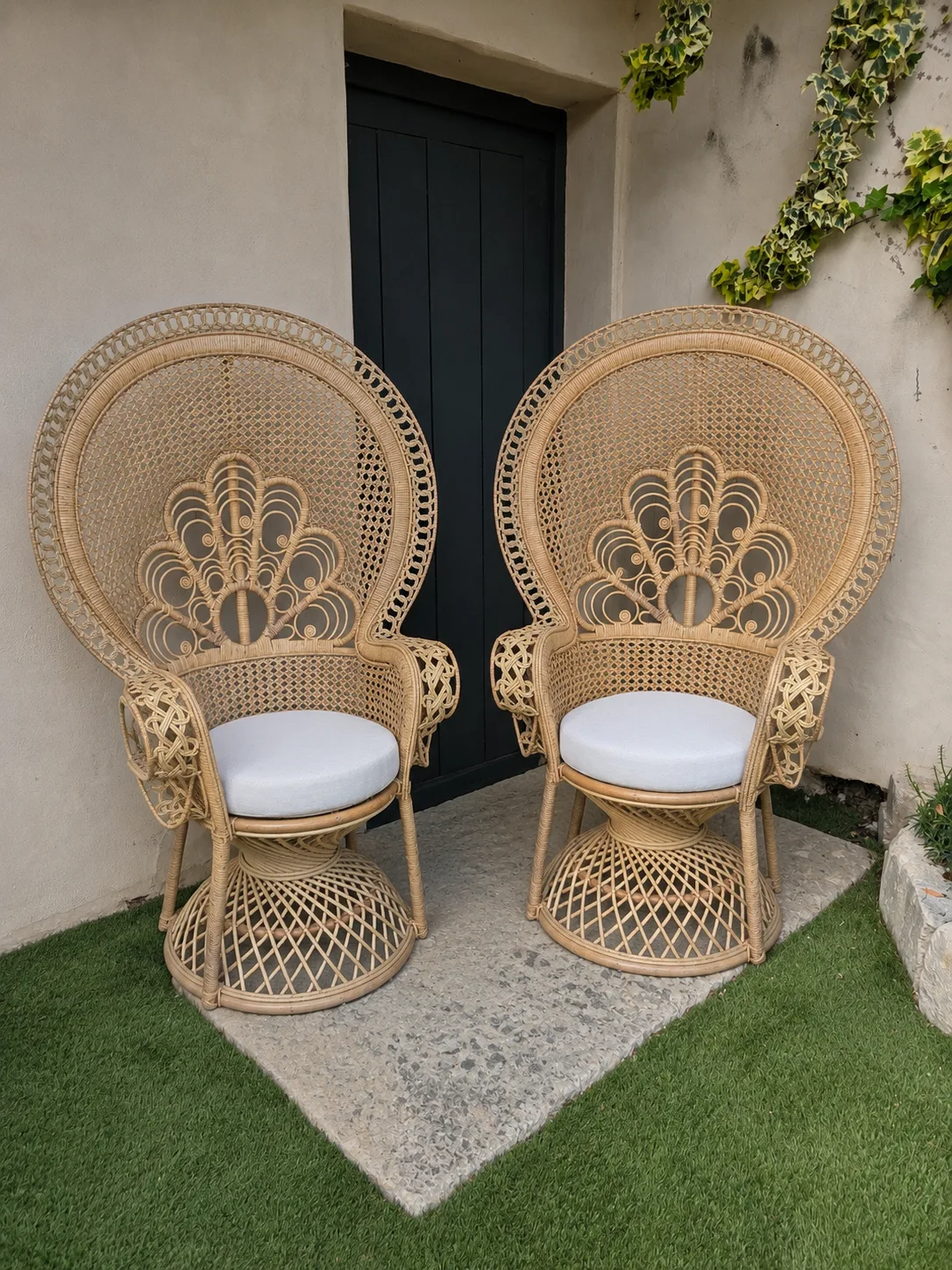 Fauteuils Emmanuelle rotin naturel