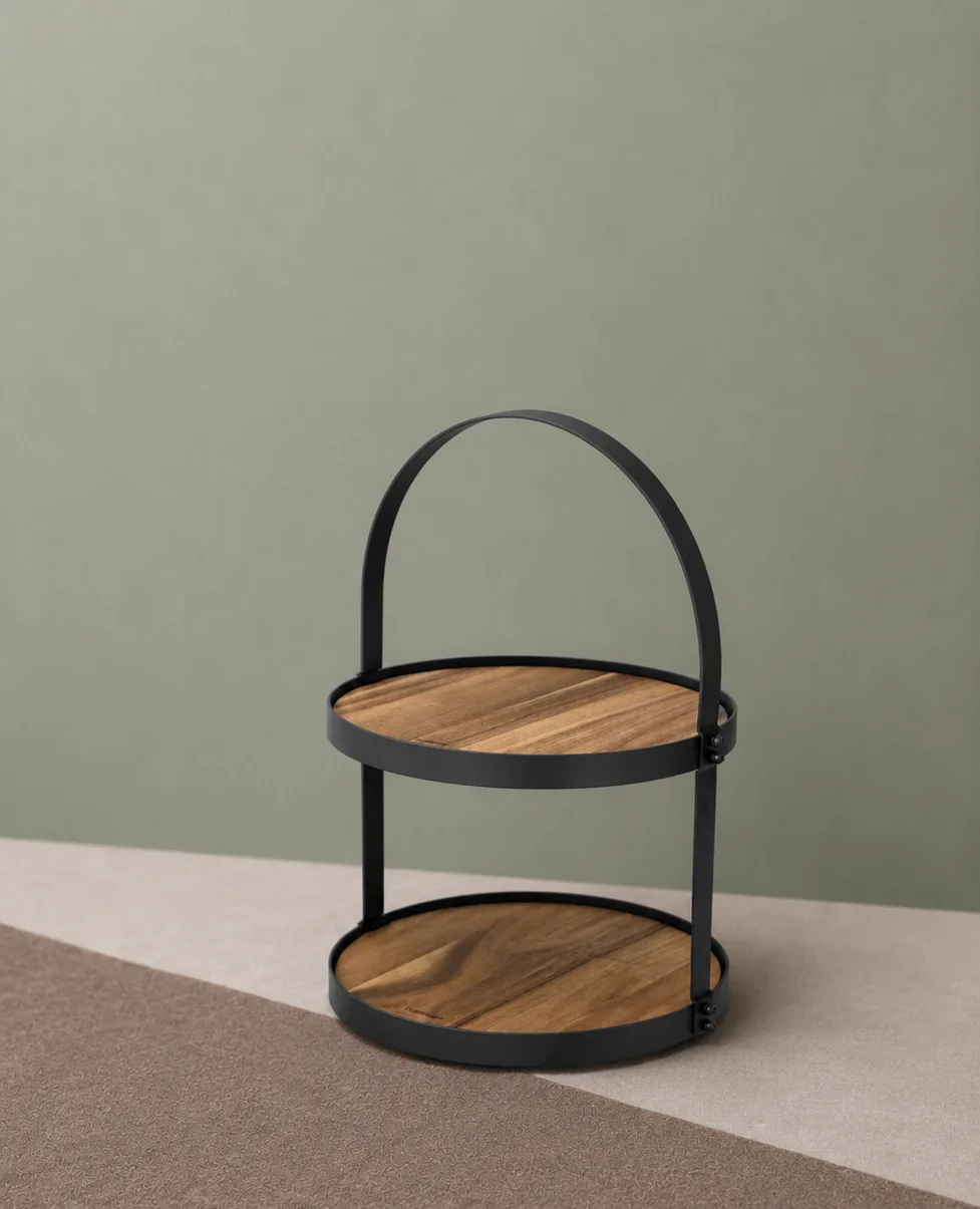 Présentoir rond en bois métal