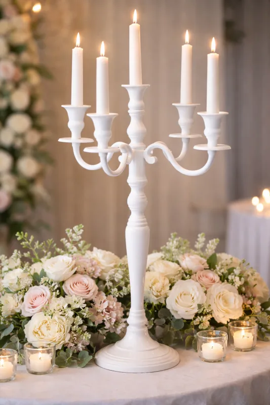 Chandelier 5 branches blanc