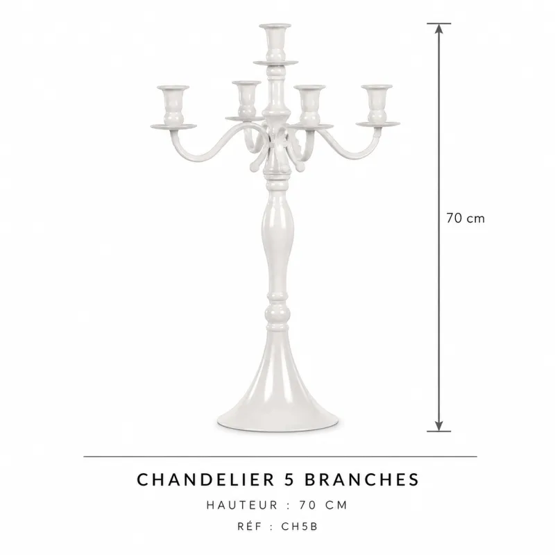Chandelier 5 branches blanc