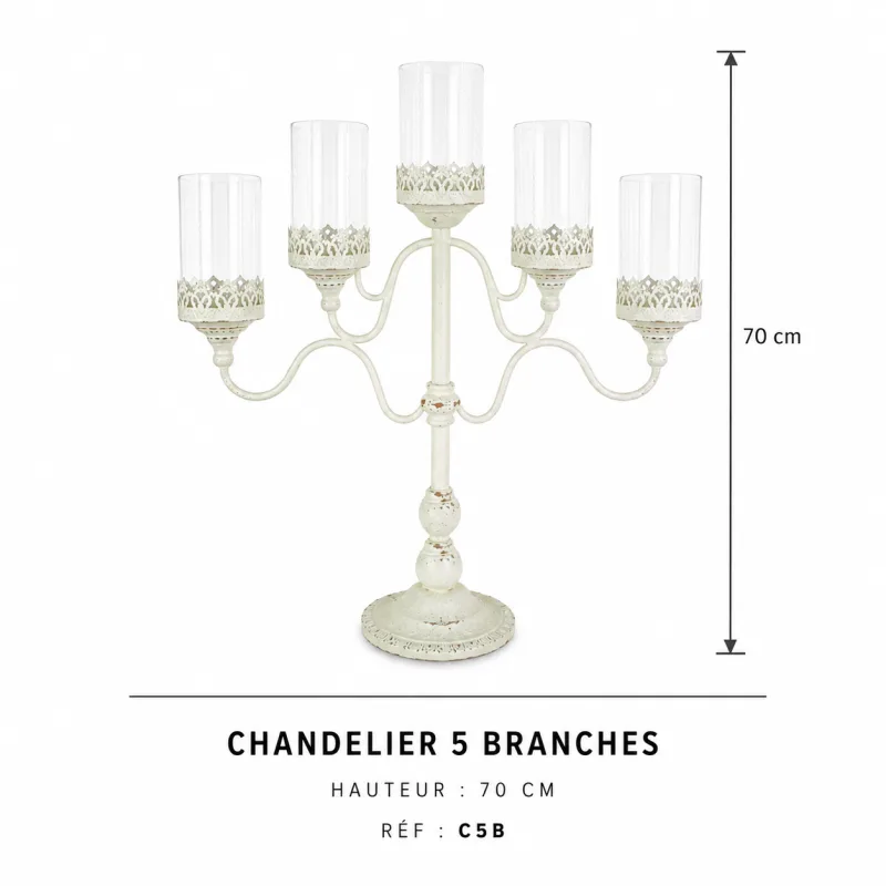 Chandelier blanc candélabre