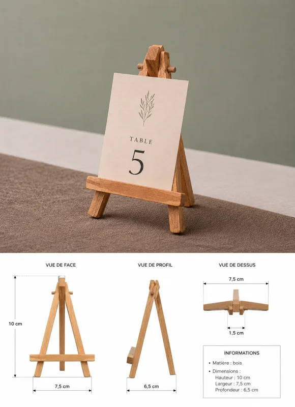 Chevalet de table bois naturel