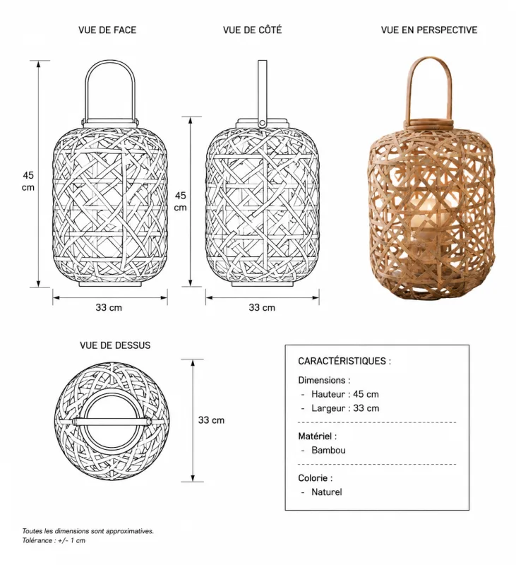 Lanterne Garden en bambou