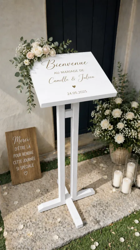 Pupitre en bois naturel Blanc