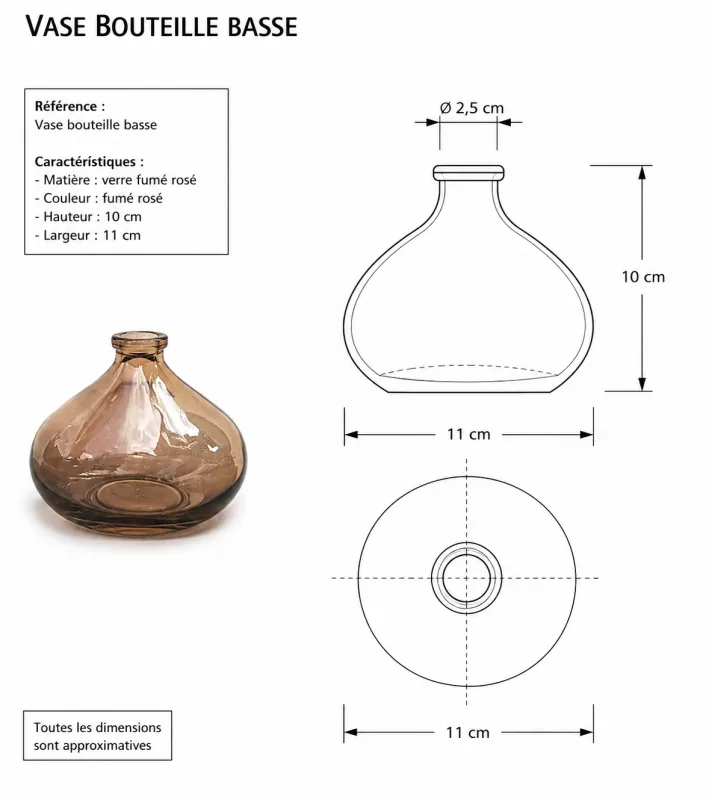Mini vase Oblongue en verre fumé