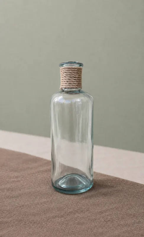 Vase bouteille finition corde