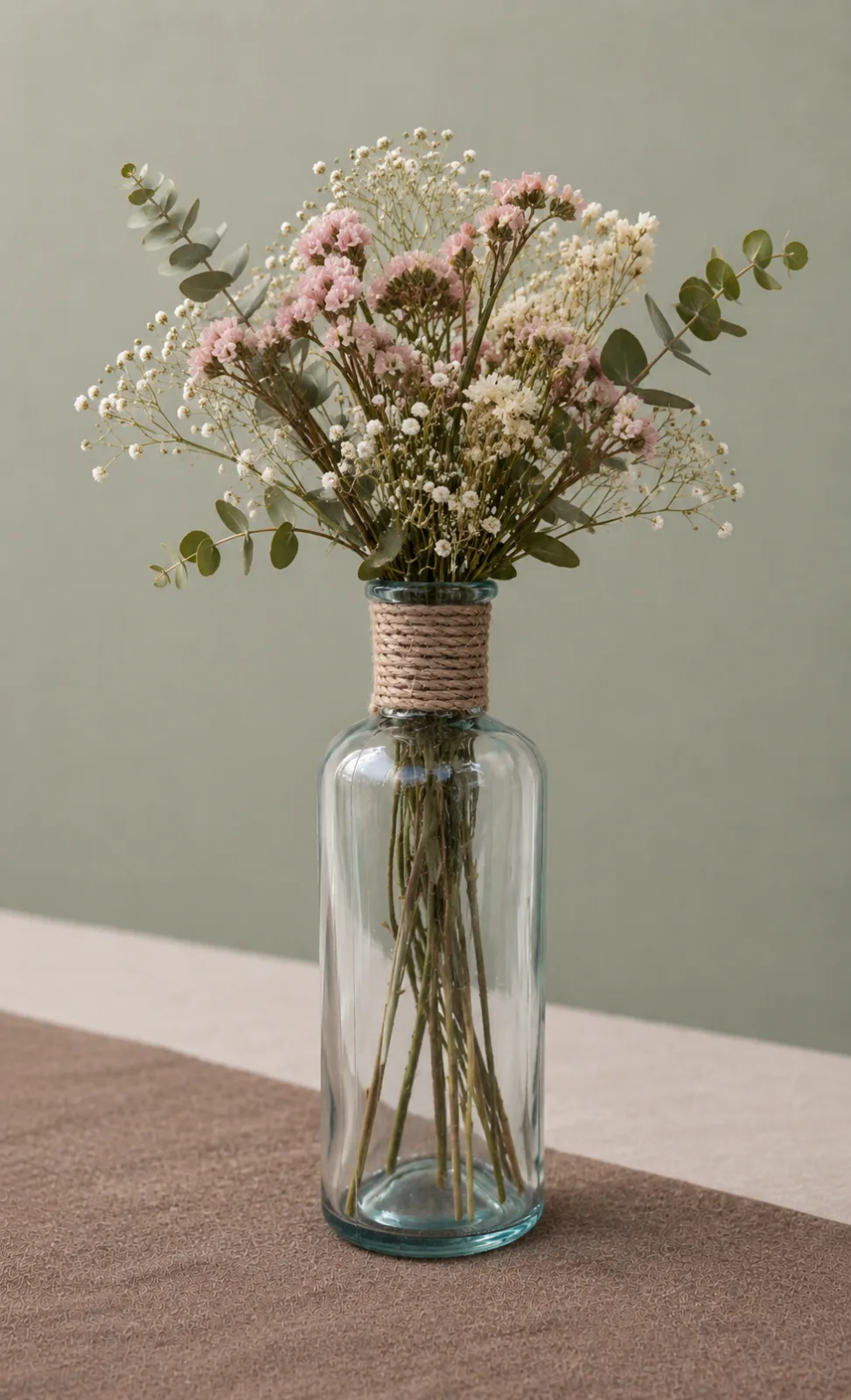 Vase bouteille finition corde